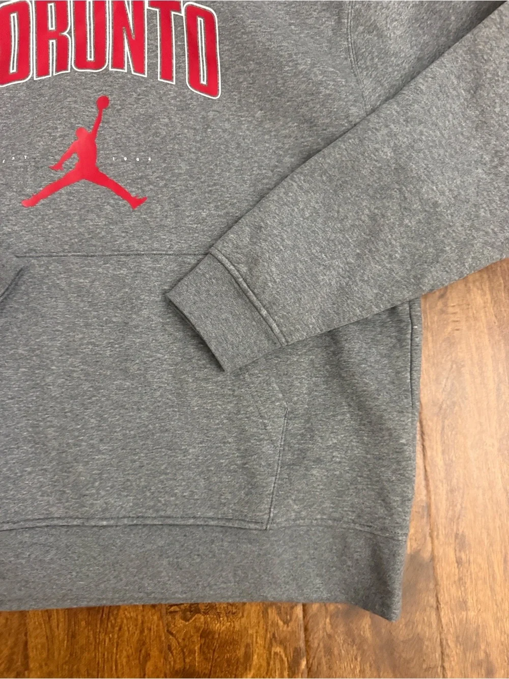 Jordan Toronto Grey Pullover Hoodie with Red Logo